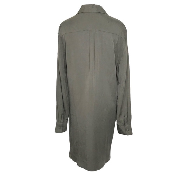 WAYF Olive Button Down Shirt Dress Lagenlook Long Sleeve Tunic Size Medium NEW - Picture 4 of 15